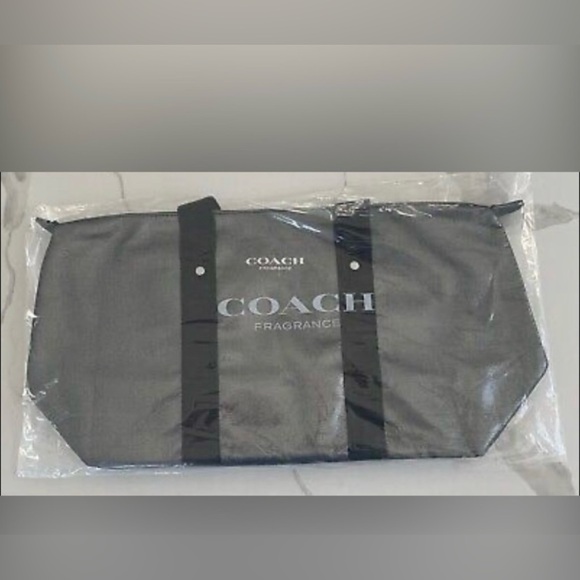 Coach Metallic Silver Tote with Black Straps - Picture 2 of 9